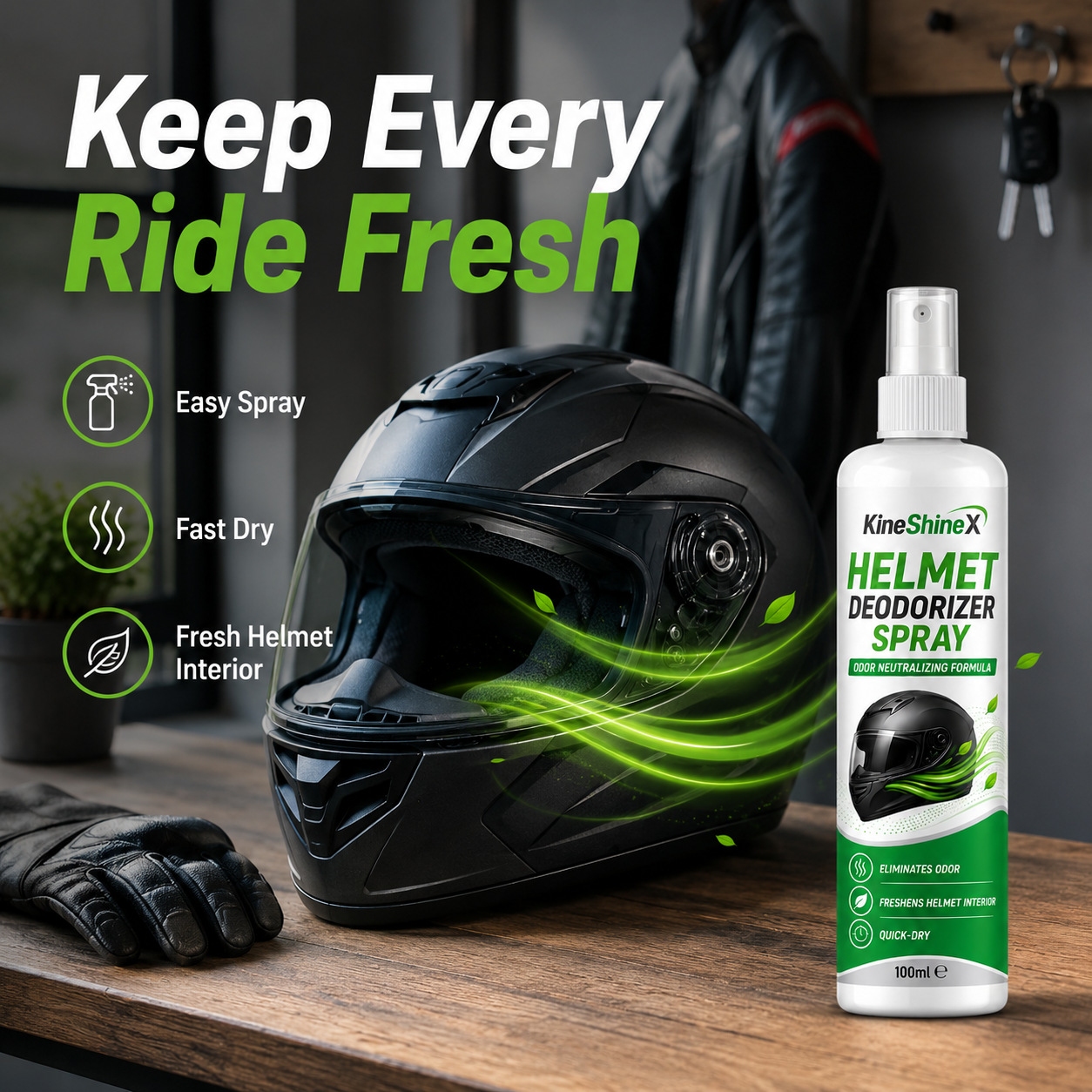 Motorcycle Gear Hanger - Semprotan Penghilang Bau Helm 100ml –