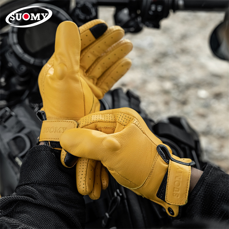 Motorcycle Gear Yellow - Sarung Tangan Sepeda Motor Kulit Retro