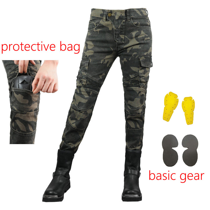 Motorcycle Gear Testing - Celana Jeans Wanita Motif Kamuflase untuk