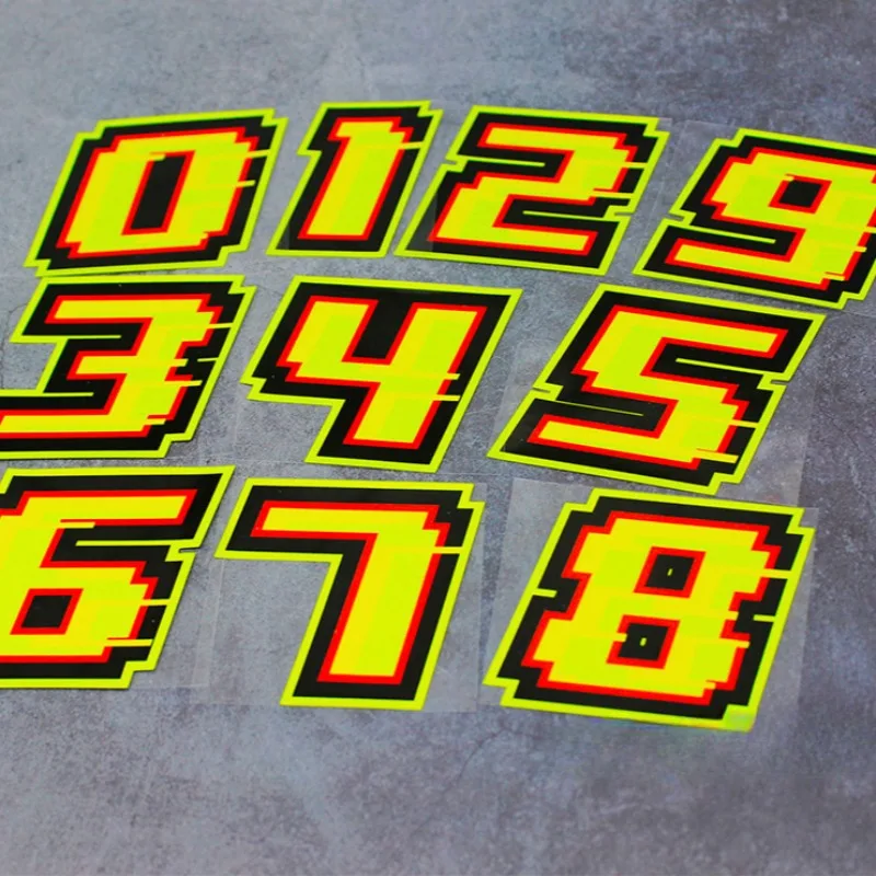 Motorcycle Gear Yellow - 0123456789 stiker sepeda motor nomor kuning