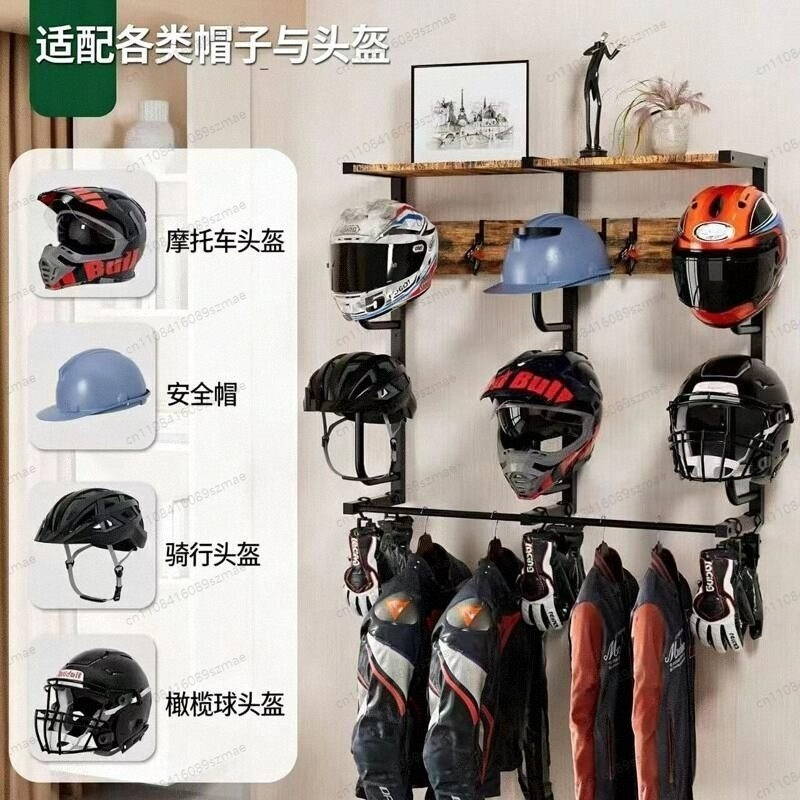 Rak helm yang dipasang di dind - Motorcycle Gear Hanger ulasan dan harga