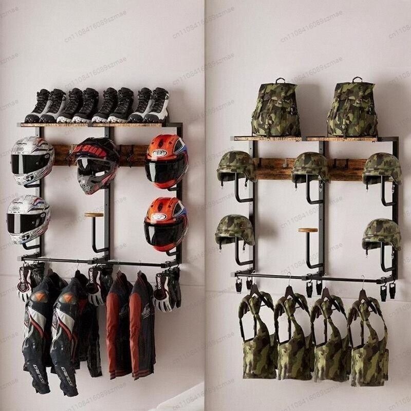 Rak helm yang dipasang di dind - Motorcycle Gear Hanger ulasan dan harga