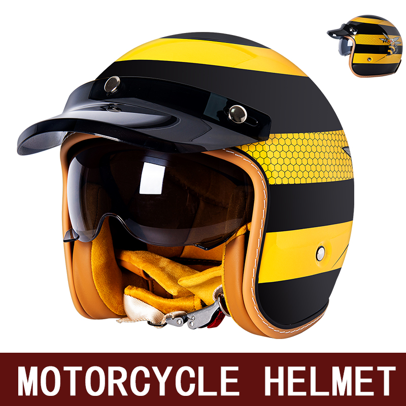 Helm Motor Retro Baru untuk Pr - Motorcycle Gear Yellow ulasan dan harga